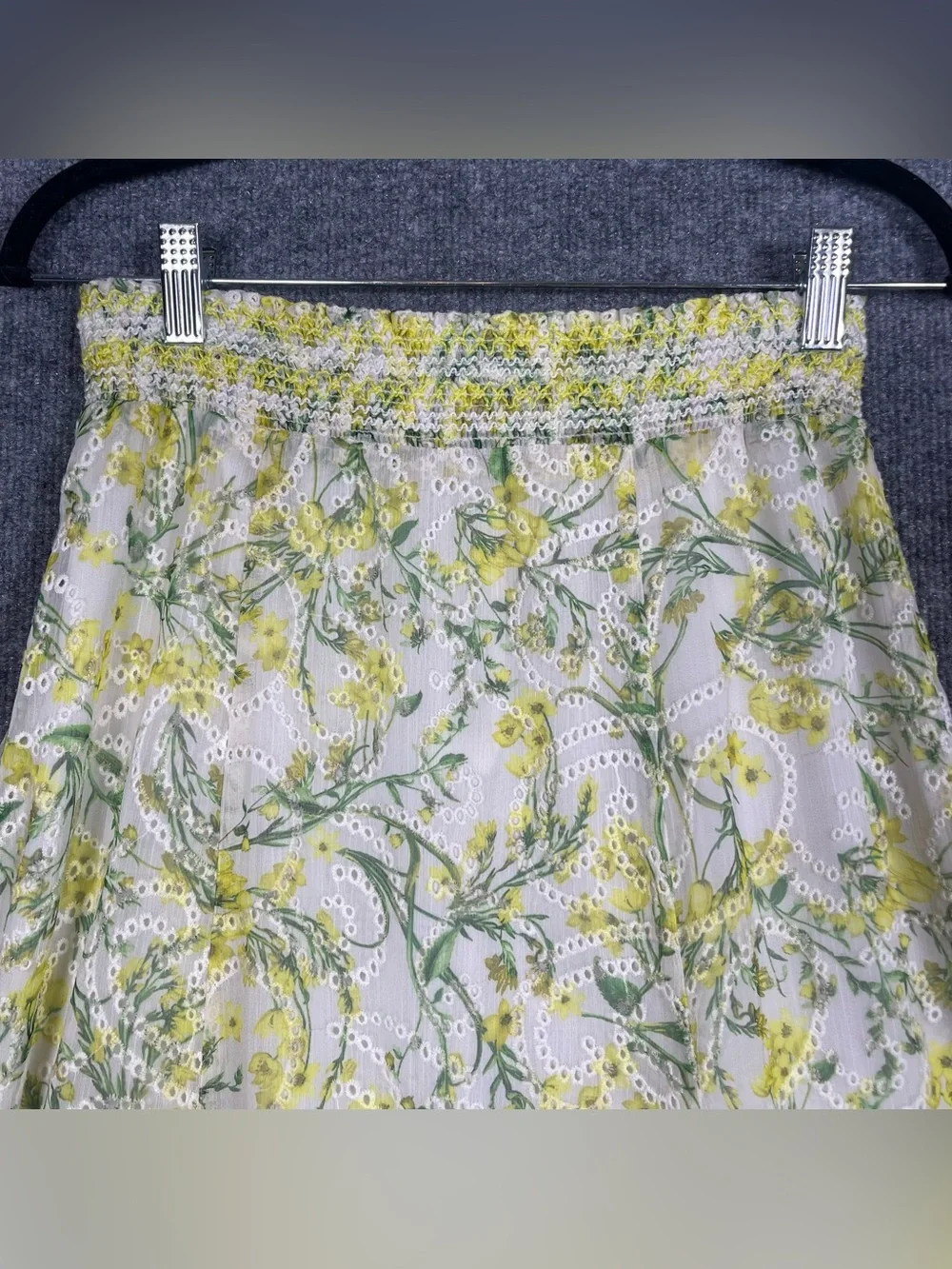 Alice+Olivia Jocelyn Womens 2‎ Sun Ditsy Floral Eyelet Embroidered Midi Skirt